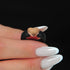 Silicone Wedding Ring Sets for Couple - MetalBar & Metal Heart Collection. (Black - Gunmetal Gray / Rose gold)